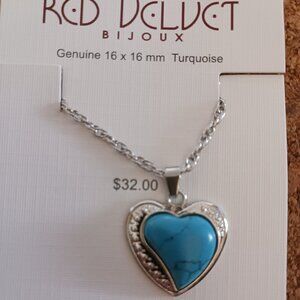 NEW Genuine Turquoise Heart Necklace by Red Velvet Bijoux